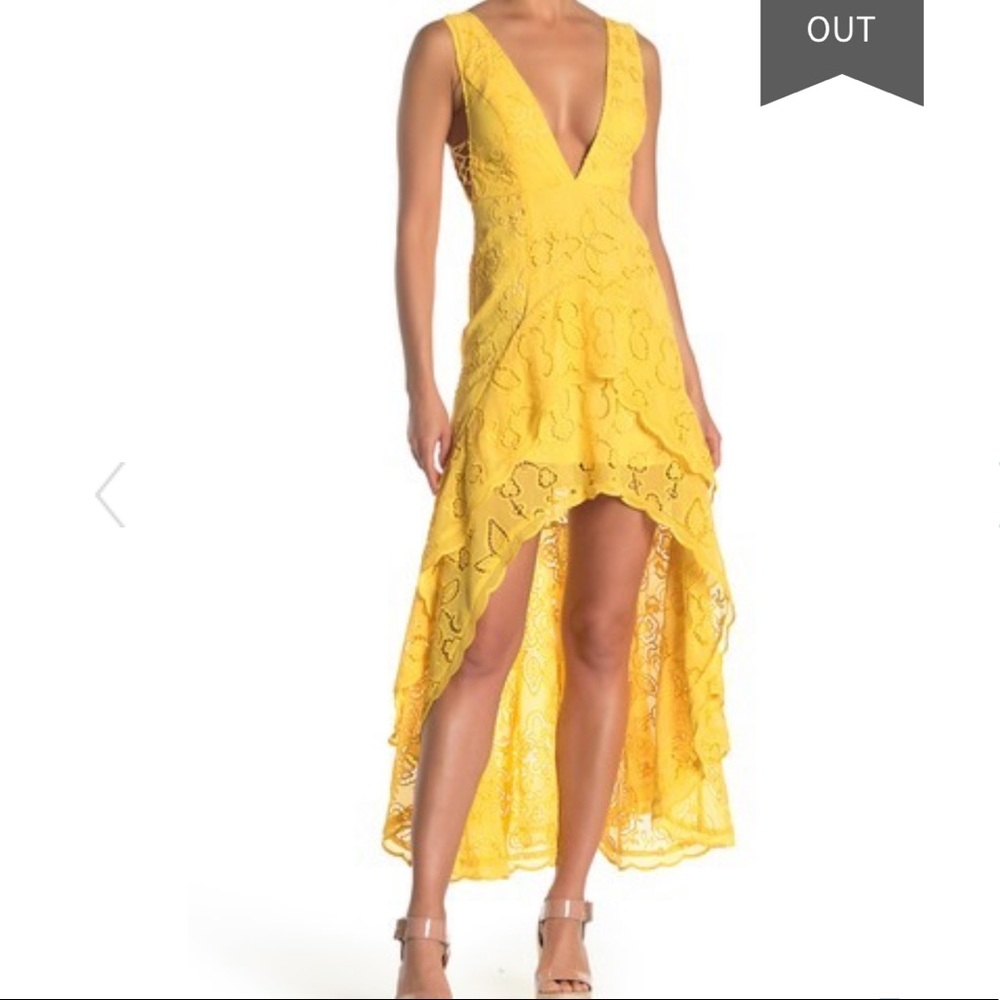 Free People Yellow High-Low Lace Dress